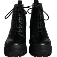 Dolce & Gabbana Black Lace Up Trekking Ankle Boots Men Shoes