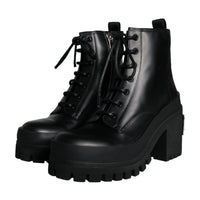 Dolce & Gabbana Black Lace Up Trekking Ankle Boots Men Shoes