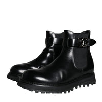 Dolce & Gabbana Black Belted DG Logo Men Chelsea Boots Shoes