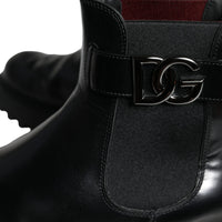 Dolce & Gabbana Black Belted DG Logo Men Chelsea Boots Shoes