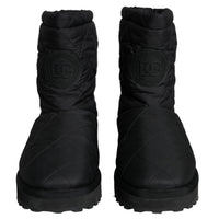 Dolce & Gabbana Black Nylon Padded Mid Calf Men Boots Shoes