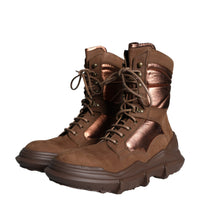 Dolce & Gabbana Brown Suede Leather Military Combat Men Boots Shoes