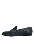 Dolce & Gabbana Blue Woven Leather Slip On Loafers Men Shoes