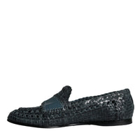 Dolce & Gabbana Blue Woven Leather Slip On Loafers Men Shoes