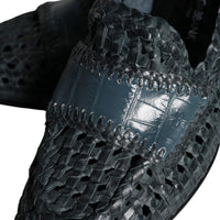 Dolce & Gabbana Blue Woven Leather Slip On Loafers Men Shoes