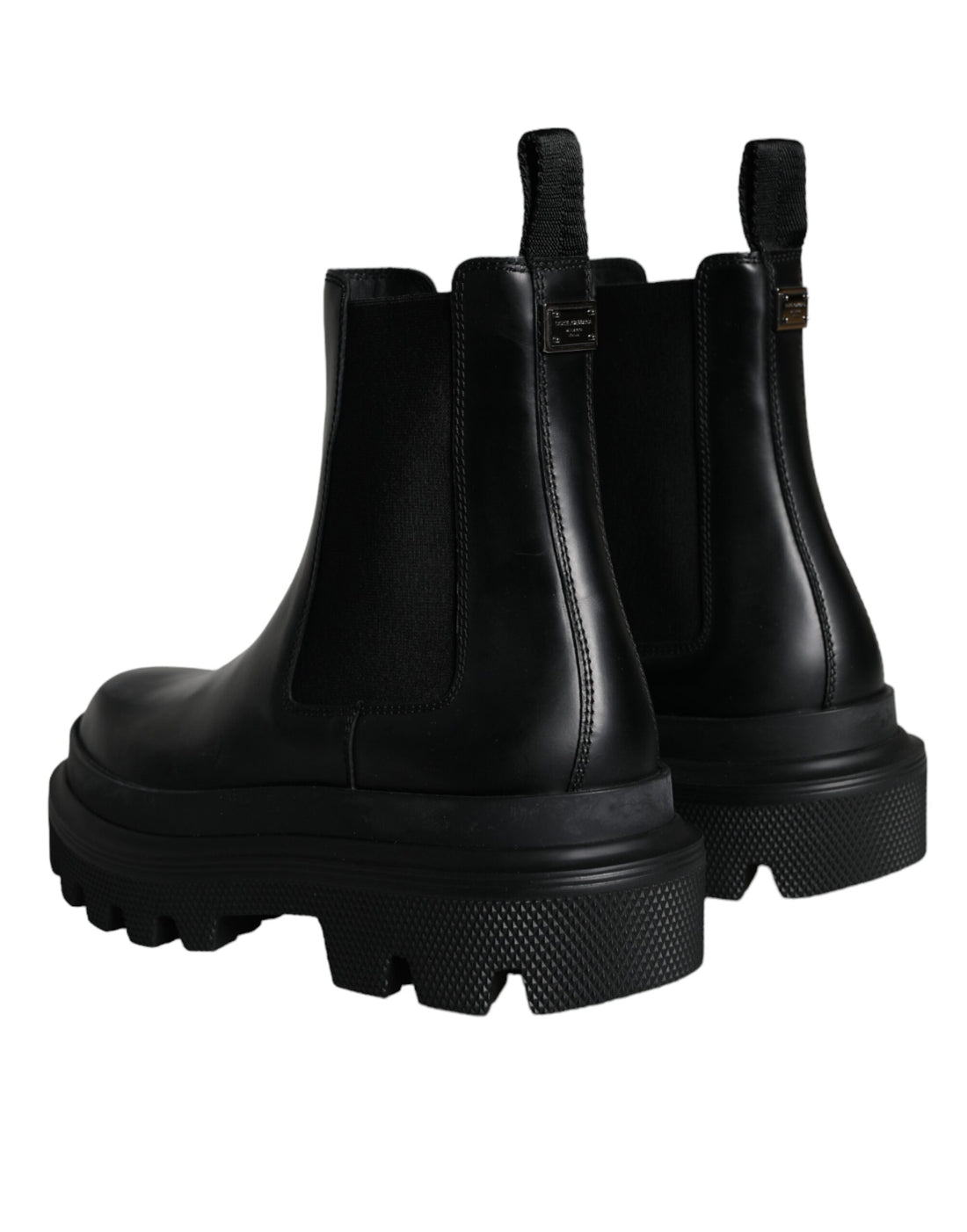 Dolce & Gabbana Black Leather Slip On Stretch Trekking Boots Shoes