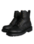 Dolce & Gabbana Black Lace Up Mid Calf Boots Men Shoes
