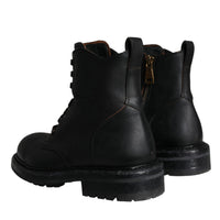 Dolce & Gabbana Black Lace Up Mid Calf Boots Men Shoes