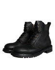 Dolce & Gabbana Black Lace Up Mid Calf Boots Men Shoes