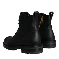 Dolce & Gabbana Black Lace Up Mid Calf Boots Men Shoes