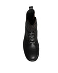 Dolce & Gabbana Black Lace Up Mid Calf Boots Men Shoes