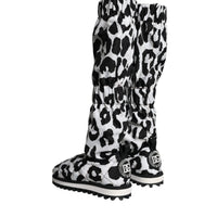 Dolce & Gabbana Black White Leopard Quilted Men Boots Sneakers Shoes