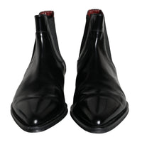 Dolce & Gabbana Black Leather Chelsea Ankle Boots Shoes