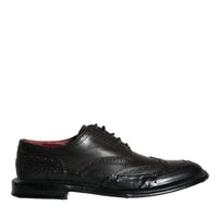 Dolce & Gabbana Black Leather Oxford Wingtip Formal Men Shoes