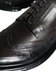 Dolce & Gabbana Black Leather Oxford Wingtip Formal Men Shoes