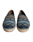 Dolce & Gabbana Blue Gray Woven Leather Buffalo Espadrille Shoes