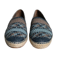 Dolce & Gabbana Blue Gray Woven Leather Buffalo Espadrille Shoes