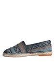Dolce & Gabbana Blue Gray Woven Leather Buffalo Espadrille Shoes