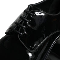 Dolce & Gabbana Black Calfskin Leather Derby Men Dress Shoes