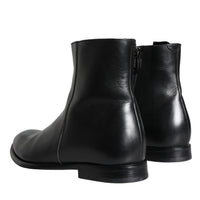 Dolce & Gabbana Black Calf Leather Men Ankle Boots Men Shoes