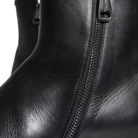 Dolce & Gabbana Black Calf Leather Men Ankle Boots Men Shoes