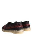 Dolce & Gabbana Black Maroon Woven Leather Buffalo Men Espadrille Shoes