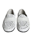 Dolce & Gabbana White Woven Leather Slip On Loafers Men Shoes