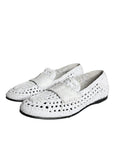 Dolce & Gabbana White Woven Leather Slip On Loafers Men Shoes