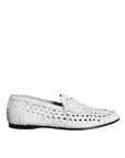 Dolce & Gabbana White Woven Leather Slip On Loafers Men Shoes