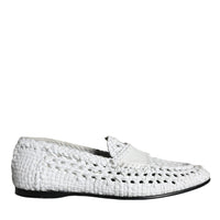 Dolce & Gabbana White Woven Leather Slip On Loafers Men Shoes