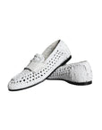 Dolce & Gabbana White Woven Leather Slip On Loafers Men Shoes
