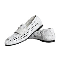 Dolce & Gabbana White Woven Leather Slip On Loafers Men Shoes