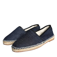 Dolce & Gabbana Blue Denim Cotton Leather Espadrilles Shoes