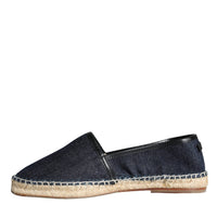 Dolce & Gabbana Blue Denim Cotton Leather Espadrilles Shoes