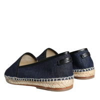 Dolce & Gabbana Blue Denim Cotton Leather Espadrilles Shoes