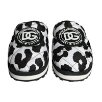 Dolce & Gabbana Black White Quilted Logo Sandals Slides Shoes