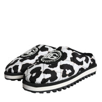 Dolce & Gabbana Black White Quilted Logo Sandals Slides Shoes