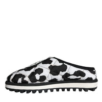 Dolce & Gabbana Black White Quilted Logo Sandals Slides Shoes