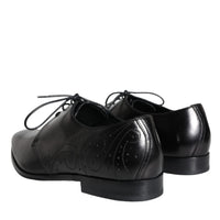 Dolce & Gabbana Black Calfskin Leather Derby Men Dress Shoes