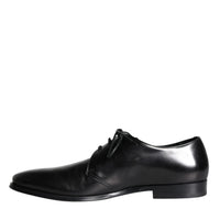 Dolce & Gabbana Black Calfskin Leather Derby Men Dress Shoes