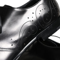 Dolce & Gabbana Black Calfskin Leather Derby Men Dress Shoes