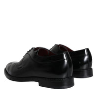 Dolce & Gabbana Black Calfskin Leather Derby Men Dress Shoes