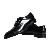 Dolce & Gabbana Black Calfskin Leather Derby Men Dress Shoes