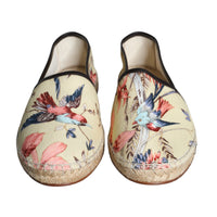 Dolce & Gabbana Beige Floral Canvas Espadrilles Slip On Shoes