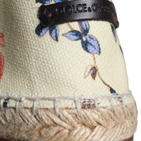 Dolce & Gabbana Beige Floral Canvas Espadrilles Slip On Shoes