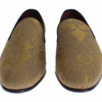 Dolce & Gabbana Golden Baroque Silk Dress Loafers