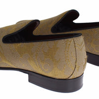 Dolce & Gabbana Golden Baroque Silk Dress Loafers