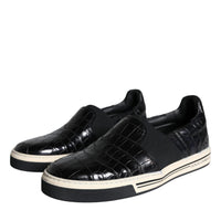 Dolce & Gabbana Black Leather Loafers Slippers Casual Shoes