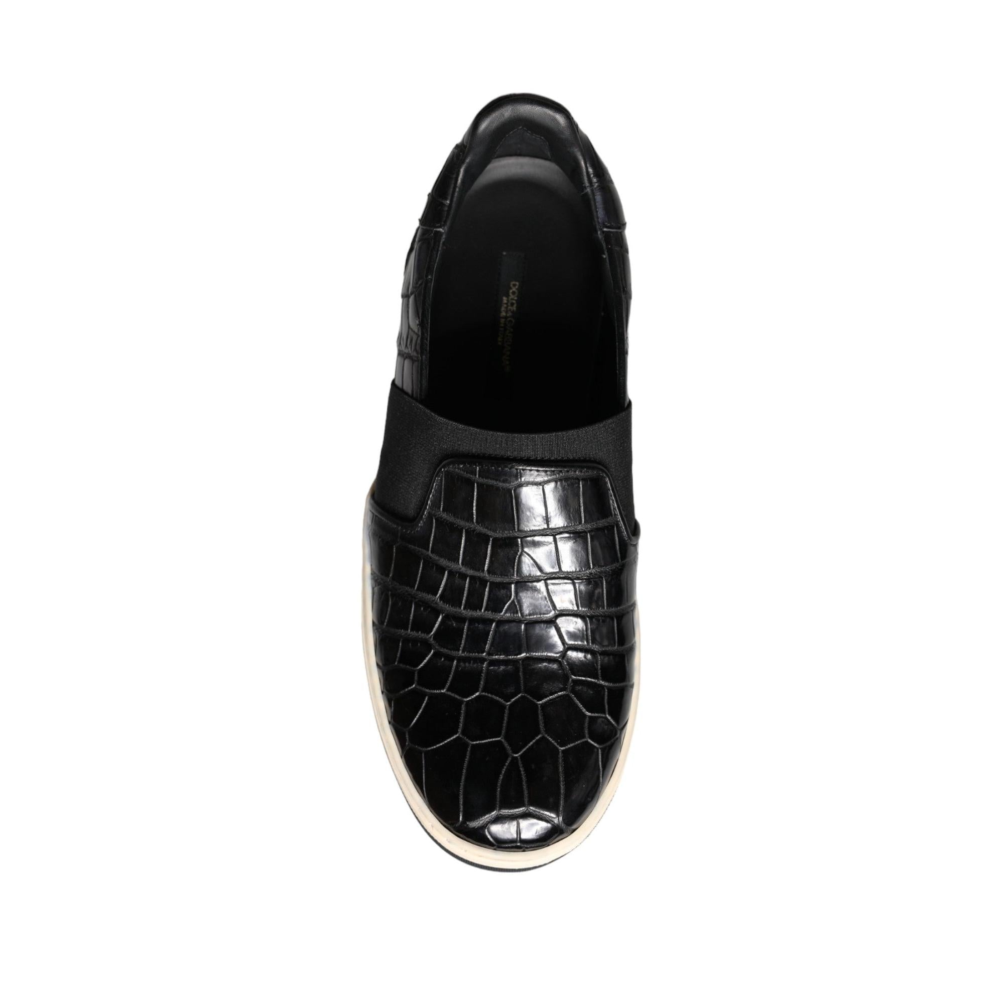 Dolce &amp; Gabbana Black Leather Loafers Slippers Casual Shoes