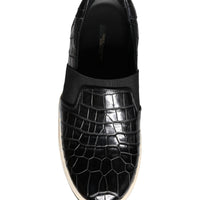 Dolce & Gabbana Black Leather Loafers Slippers Casual Shoes